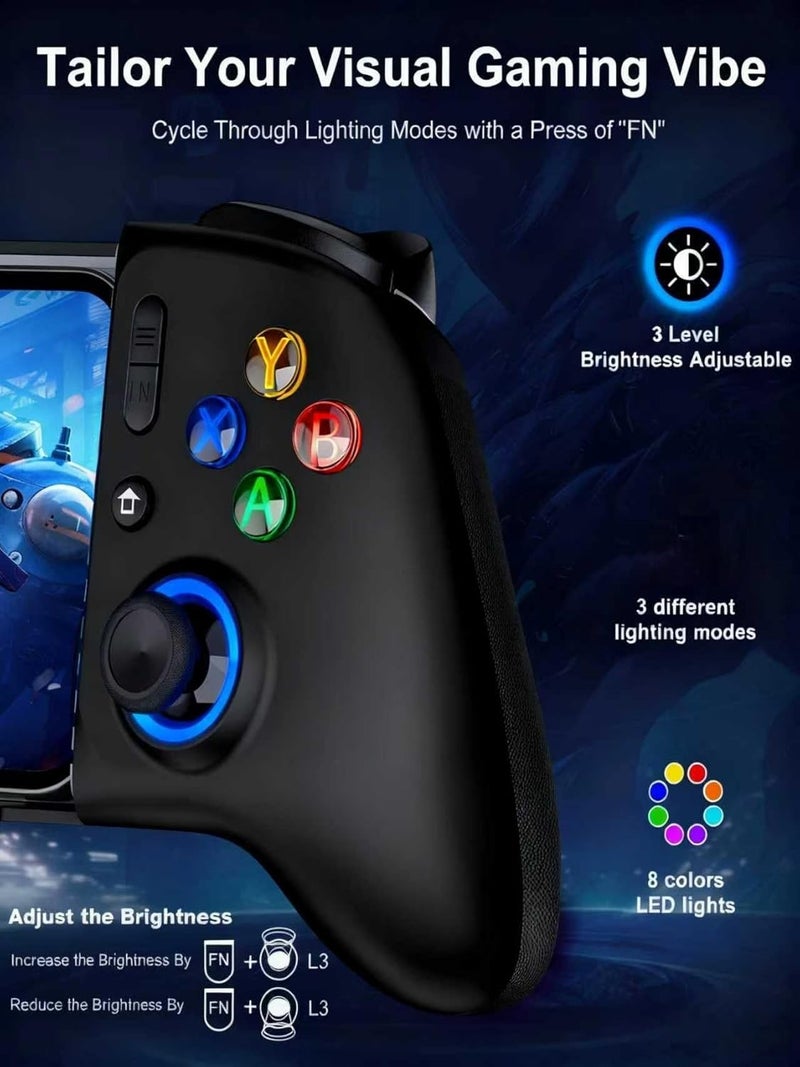 AIfasterfly Store Wireless Mobile Gaming Controller, Phone Controller for iPhone/Android, Hall Joystick/Trigger, Bluetooth Handheld Gaming Controller with Programmable, No Dead Zone, Adjustable Light/Turbo, for Xbox Cloud, Steam Link - Image 3